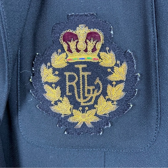 Vintage Lauren Ralph Lauren Crest Petite Wool Blazer Jacket Large - Picture 3 of 7